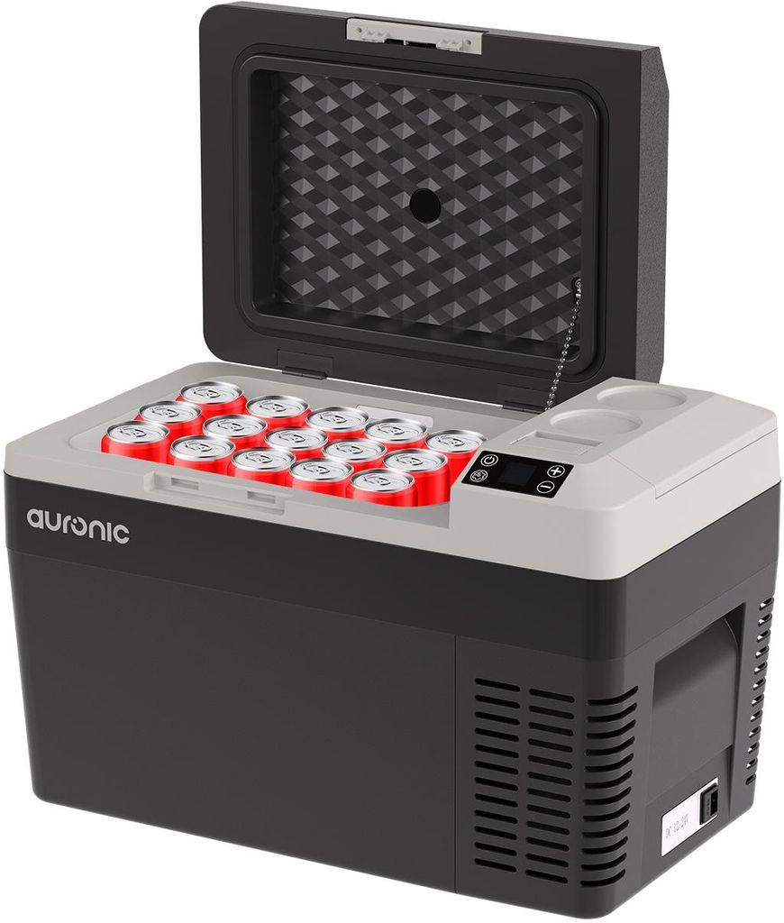 Auronic Elektrische Kühlbox - Gefrierbox - Kompressor - 12V 230 Volt - Camping Kühlschrank - Auto - 25L - Schwarz/Grau