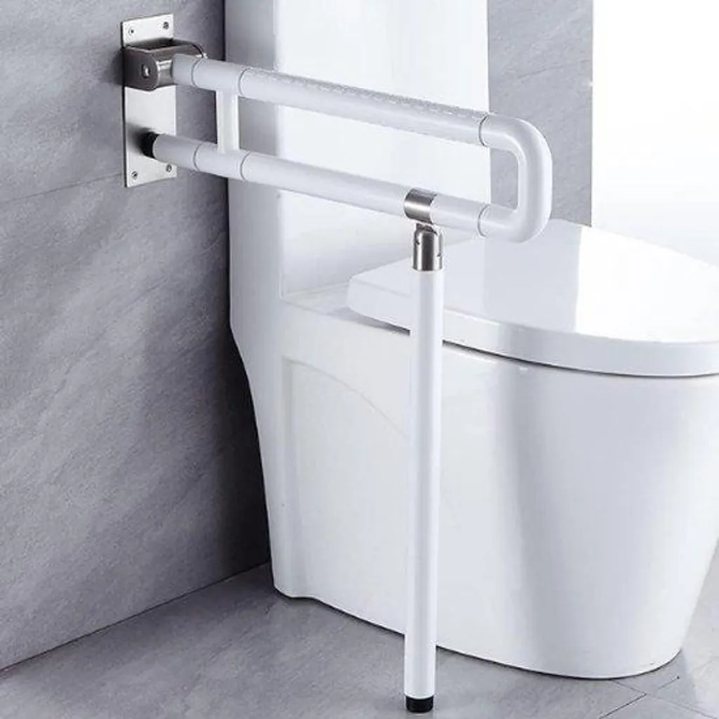 Poignée de maintien WC murale et rabattable, acier blanc série Confort