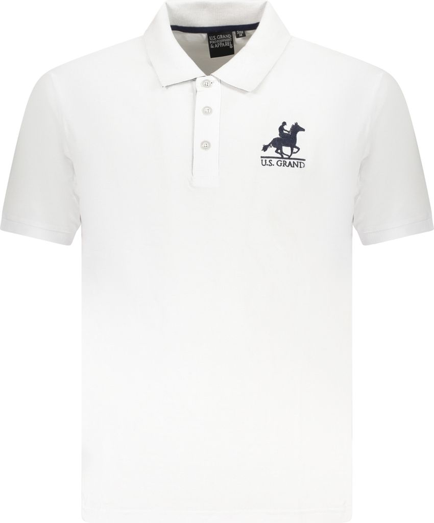 Herren Kurzarm-Poloshirt Weiß mit Stickerei und 3-Knopf-Design
