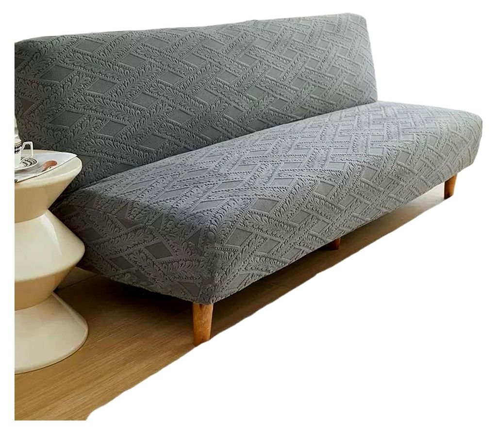 Sofabezug ohne Armlehne Grün für 2/3/4-Sitzer Schlafsofa, elastischer Couchbezug, armlose Futonabdeckung (A, 195-210 cm)