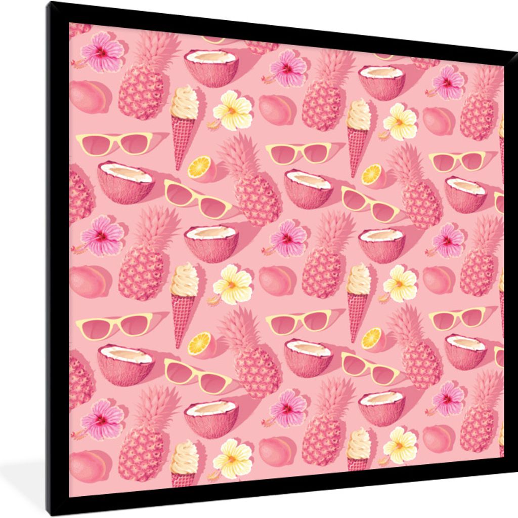 MuchoWow® Gerahmtes Poster Sommer - Rosa - Muster 40x40 cm Produktbild 