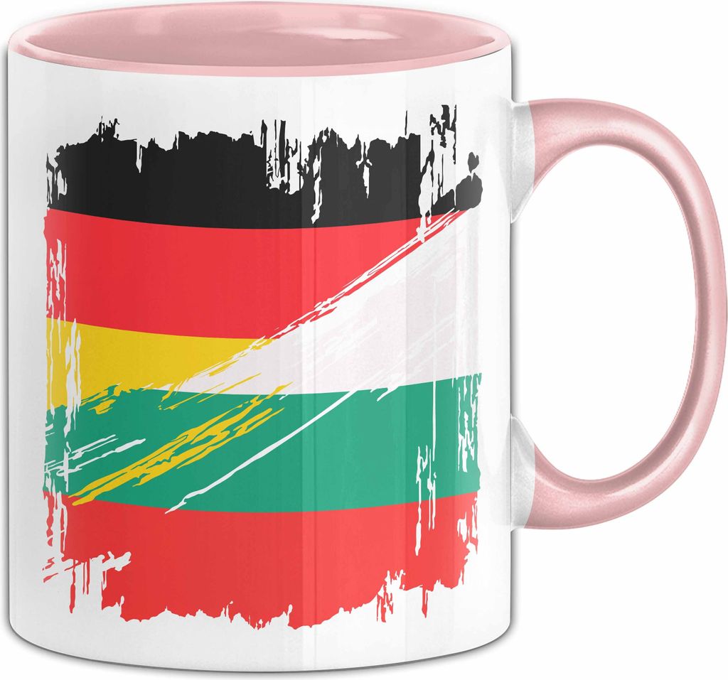 Bulgarien Deutschland Flagge Halb Deutscher Halb Bulgare Fußball Germany 2024 Europa Bulgaria (Rosa)