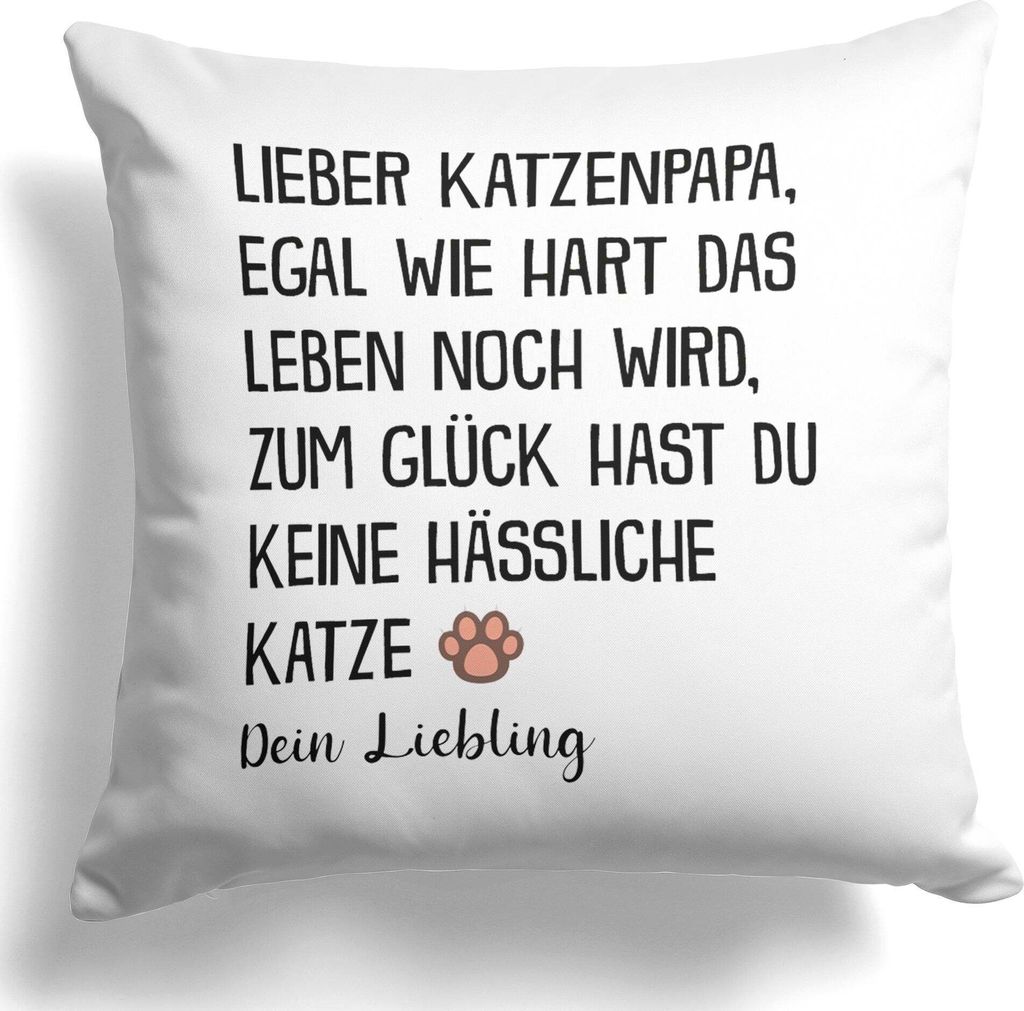 22Feels Katzenpapa Geschenk Herrchen Katze Kissen Deko Männer Dekoration Vatertag Geburtstag Weihnachten Katzenliebe Couch Kater Wohnaccessoire Wo...