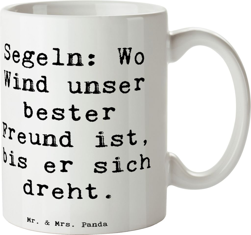 Mr. & Mrs. Panda Pott Spruch Segeln Windfreund - Weiß - Geschenk, Teamsport, Sportler, Herausforderung, Becher, Freiheit, Wassersport, Teetasse, K...