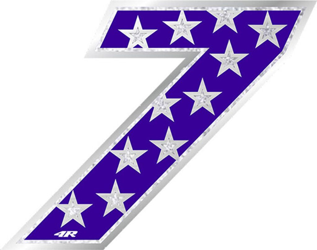 Sticker Rennnummer Motorrad "7" Stars 100 x 130 mm
