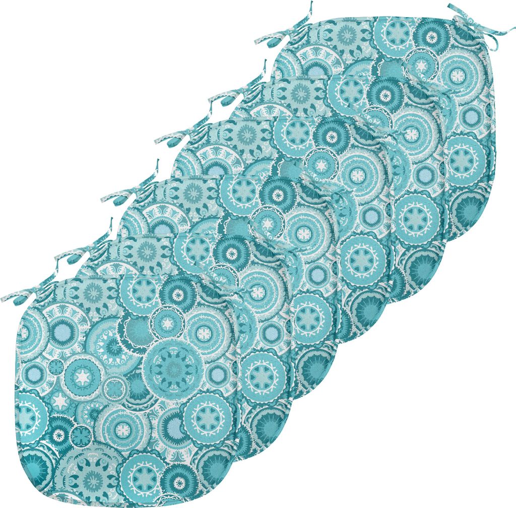 ABAKUHAUS Wasser Polster für Esszimmerstühle, Mandala Runde, Dekoratives wasserfestes Kissen mit Riemen für Küchensitze, 40 cm x 40 cm-6er Pack...