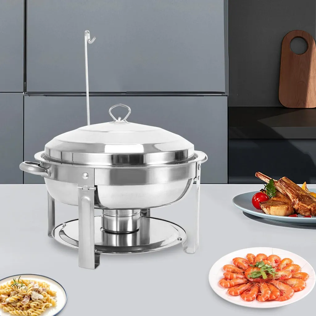 Scaldavivande Rotondo 7,5L Acciaio Inox Professionale per Catering e Buffet - 5