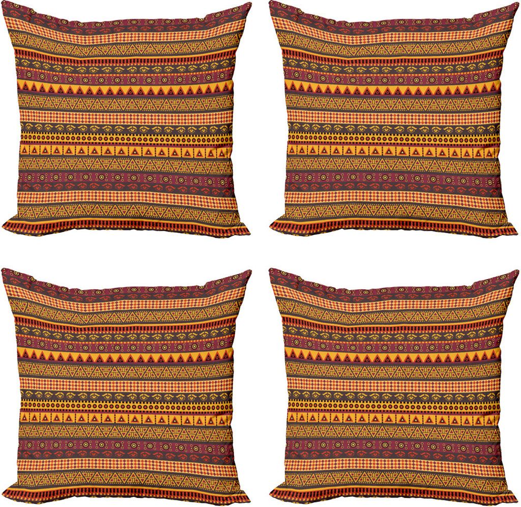 ABAKUHAUS afrikanisch Kissenbezug Set (4 Stück), exotische Augen, Moderner Doppelseitiger Digitaldruck, 60 cm x 60 cm, Mehrfarbig