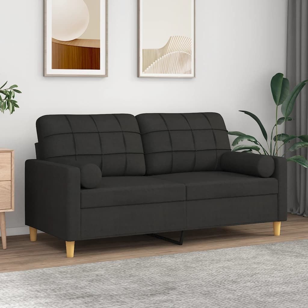 Maison Exclusive - 2-Sitzer-Sofa mit Zierkissen Schwarz 140 cm Stoff