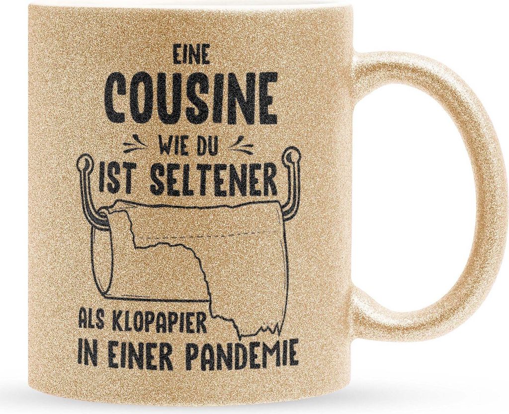 22Feels Glitzertasse Gold Beste Cousine Geschenk Geburtstag Weihnachten Mädchen Frauen Kaffeetasse Du Wirst Cousine Abitur Bachelor Master Uni Abs...