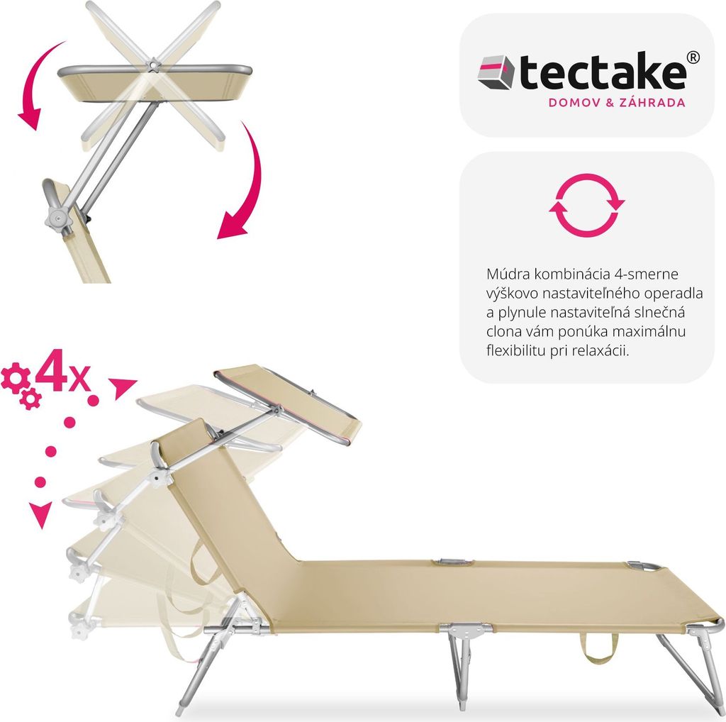 Skladacie záhradné ležadlo 190 x 68 x 28 cm Obrázok produktu 5