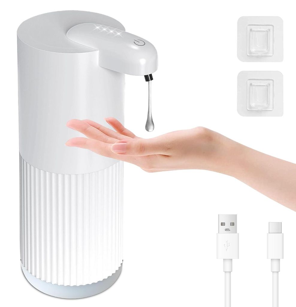 Automatischer Seifenspender, 400 ml elektrischer Flüssigseifenspender, 4-stufig verstellbar, wasserdicht (IPX5), Wandmontage, geriffeltes Muster, ...