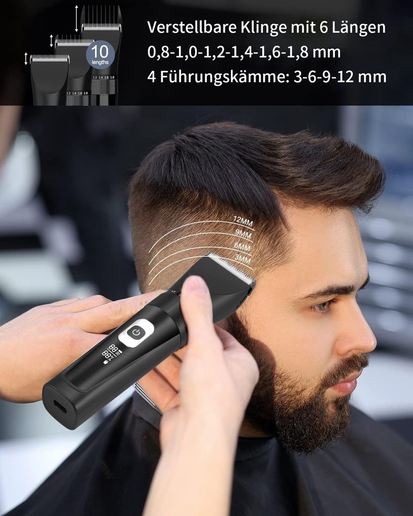 Kansai P-200 Expert Haarschneidemaschine | Profi-Gerät Mit Akku, Titan-Keramik-Scherkopf, 4 Aufsteckkämme