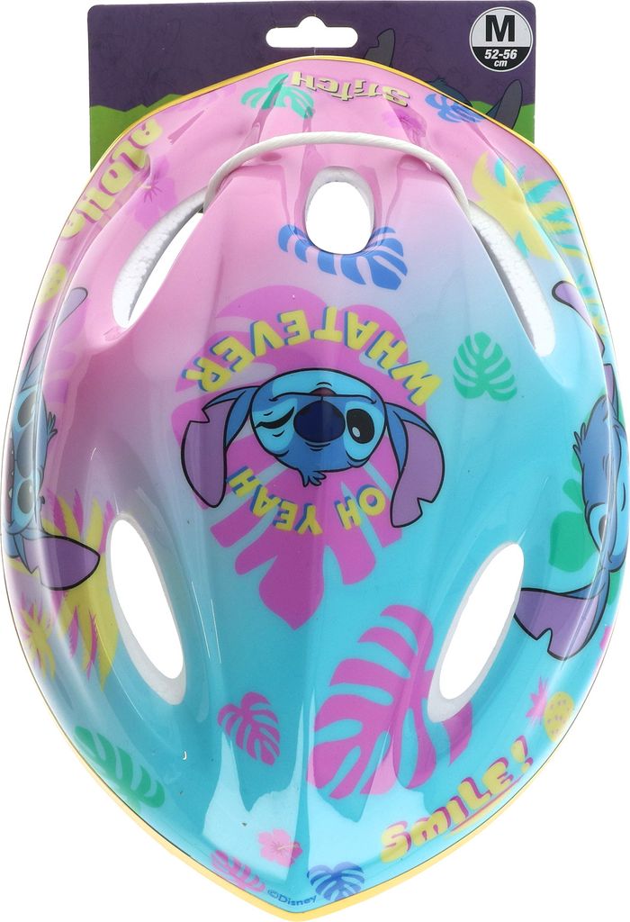 A children's helmet with a Stitch character design.