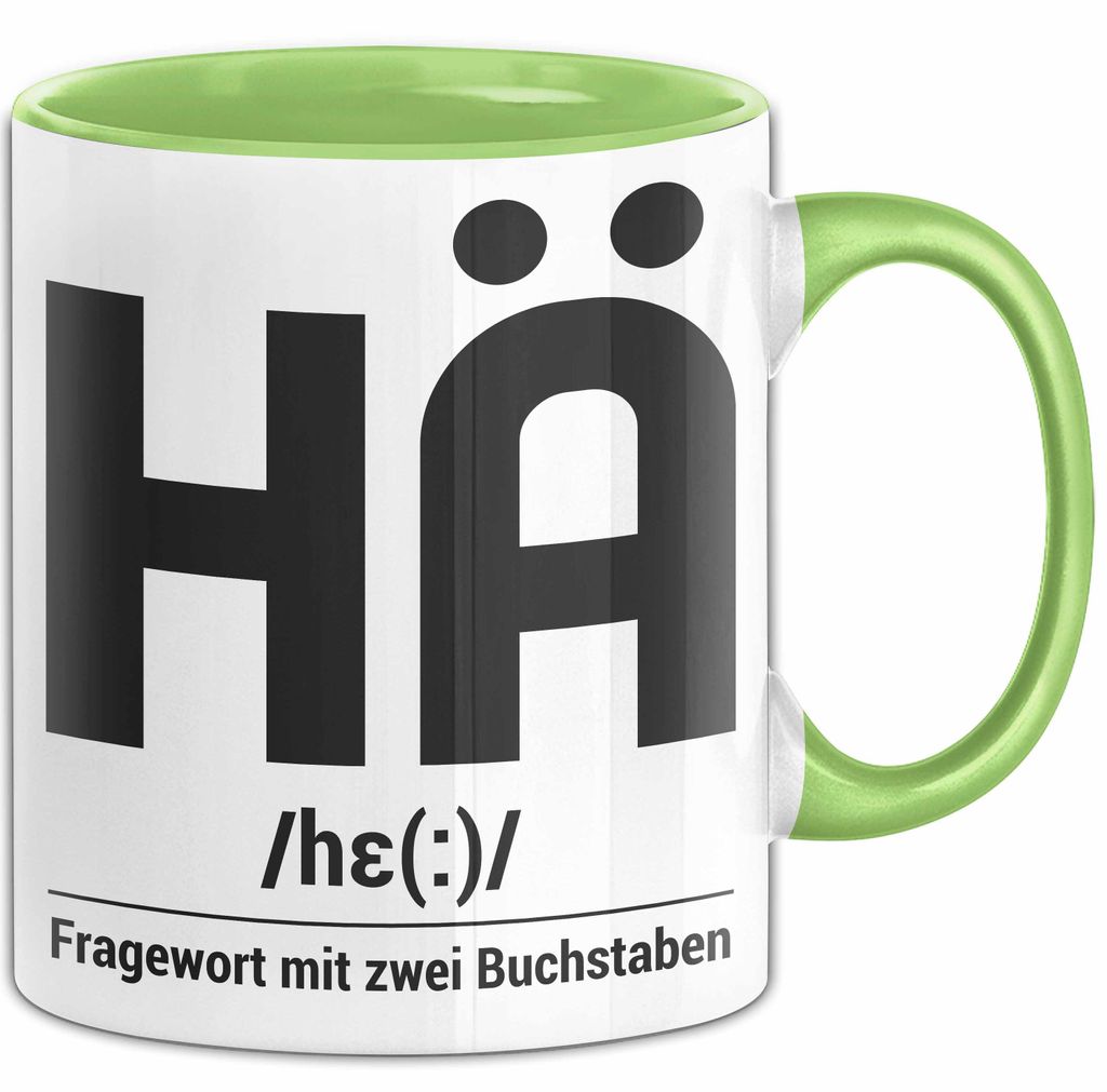 Hä Tasse Geschenk Fragewort Mit Zwei Buchstaben Geschenkidee Kaffee-Becher (Grün)