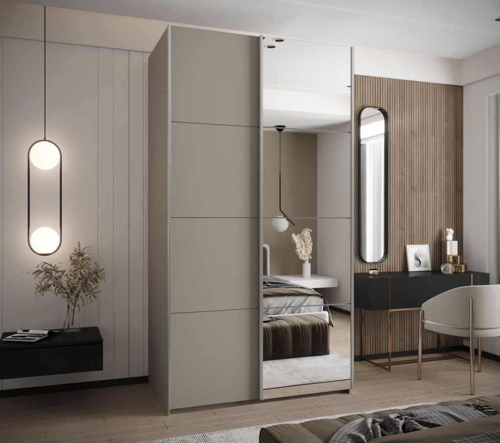 Dvojdverová skriňa SAMARA 3 - 130 cm, kašmír / strieborná Obrázok produktu 