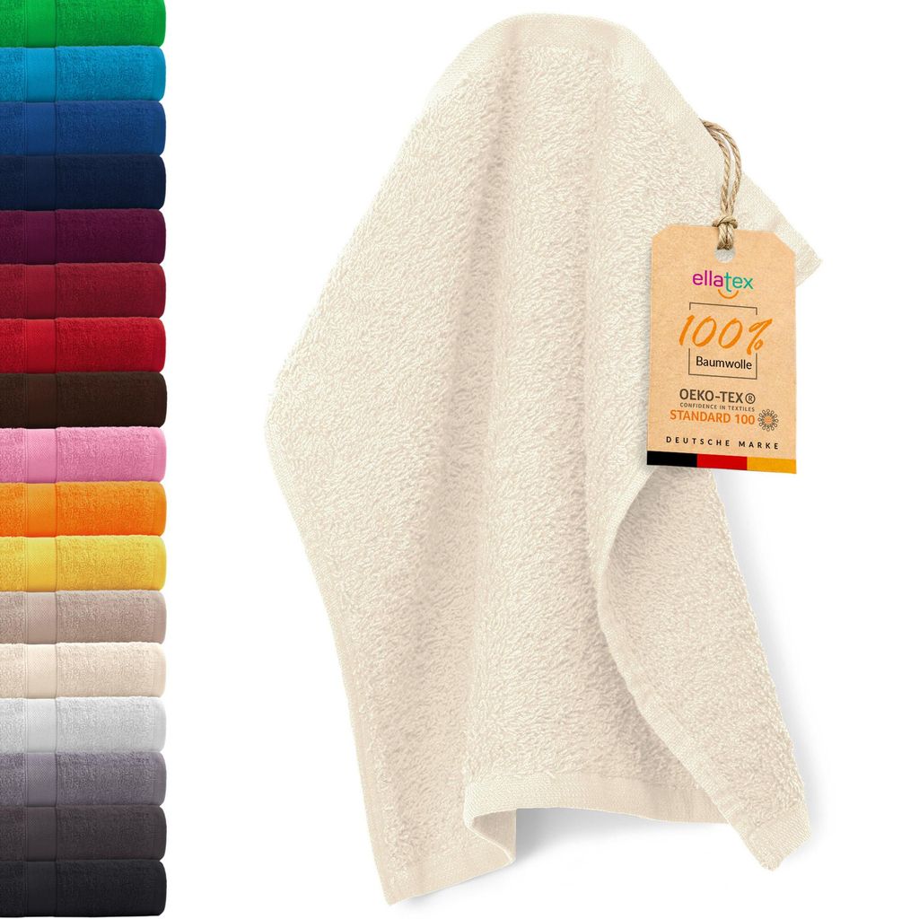 EllaTex PARIS Seiftuch 30x30 cm – 100% Baumwolle, 500 g/m² Frottier, flauschig & saugstark, in Farbe: Creme