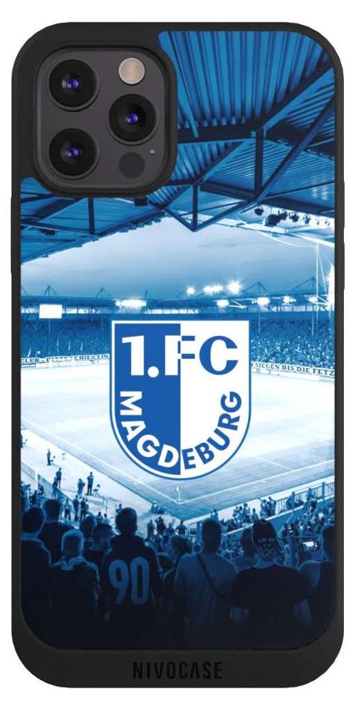 NIVOCASE Handyhülle für Apple iPhone 12 Pro Hülle NIVOpure Case Schwarz Stadion 1. FC Magdeburg 1. FCM