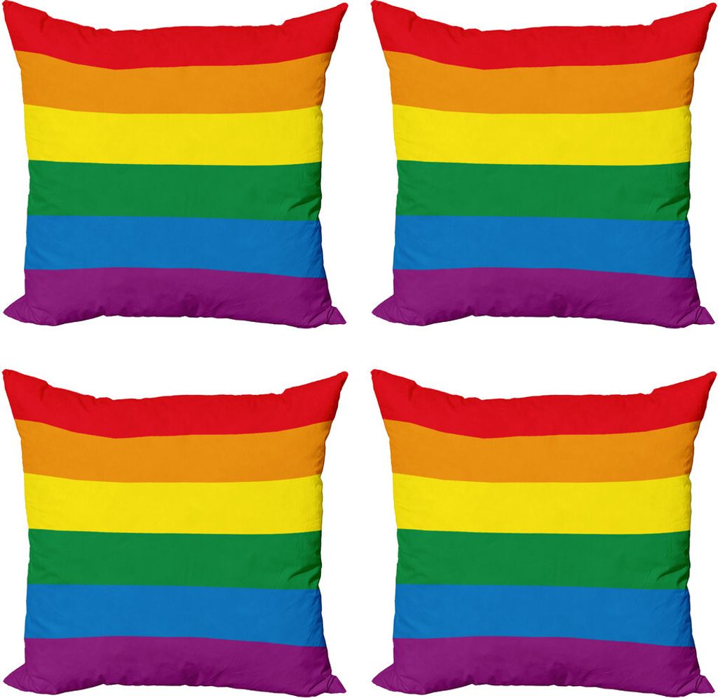 ABAKUHAUS Stolz Kissenbezug Set (4 Stück), Homosexuell Parade Flagge Freiheit, Moderner Doppelseitiger Digitaldruck, 40 cm x 40 cm, Mehrfarbig