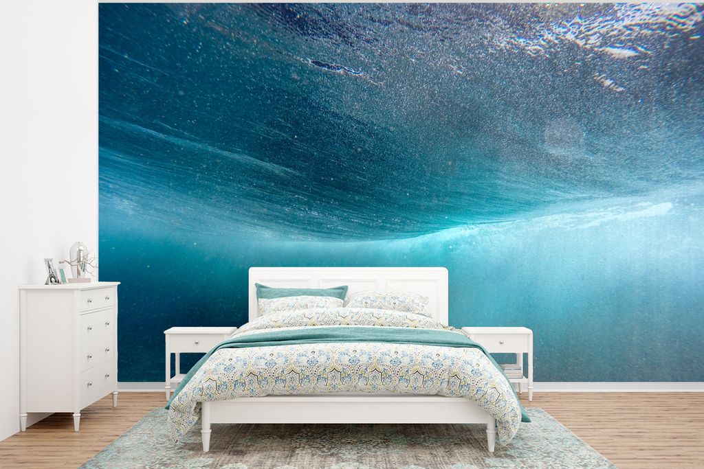 MuchoWow Fototapete für Wohnzimmer oder Schlafzimmer Wandtapete Vinyl Motivtapete Meer - Sonne - Blau - 295x220 cm - Wand Tapete