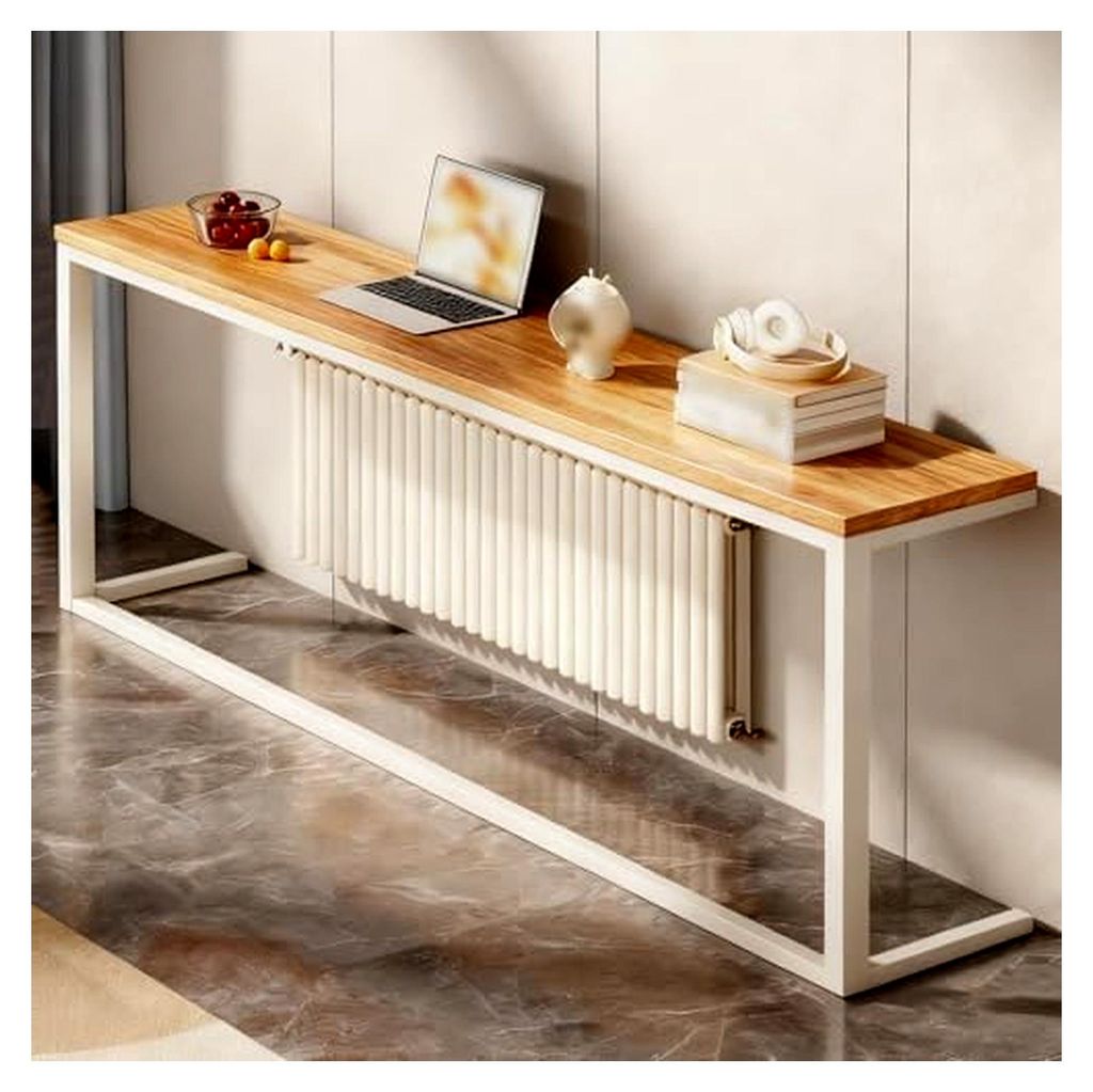 Schmales Konsolentisch Regal über Heizung, Holz Radiator Ablage mit Metallgestell, Heizkörperabdeckung Tisch für Wohnzimmer, Flur oder Eingang
