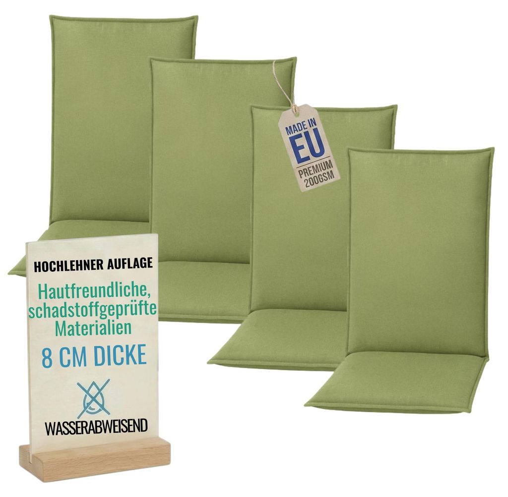 Pillows24 - 4x Hochlehner Auflagen 120x50x8 cm | Bequeme & Produktbild 