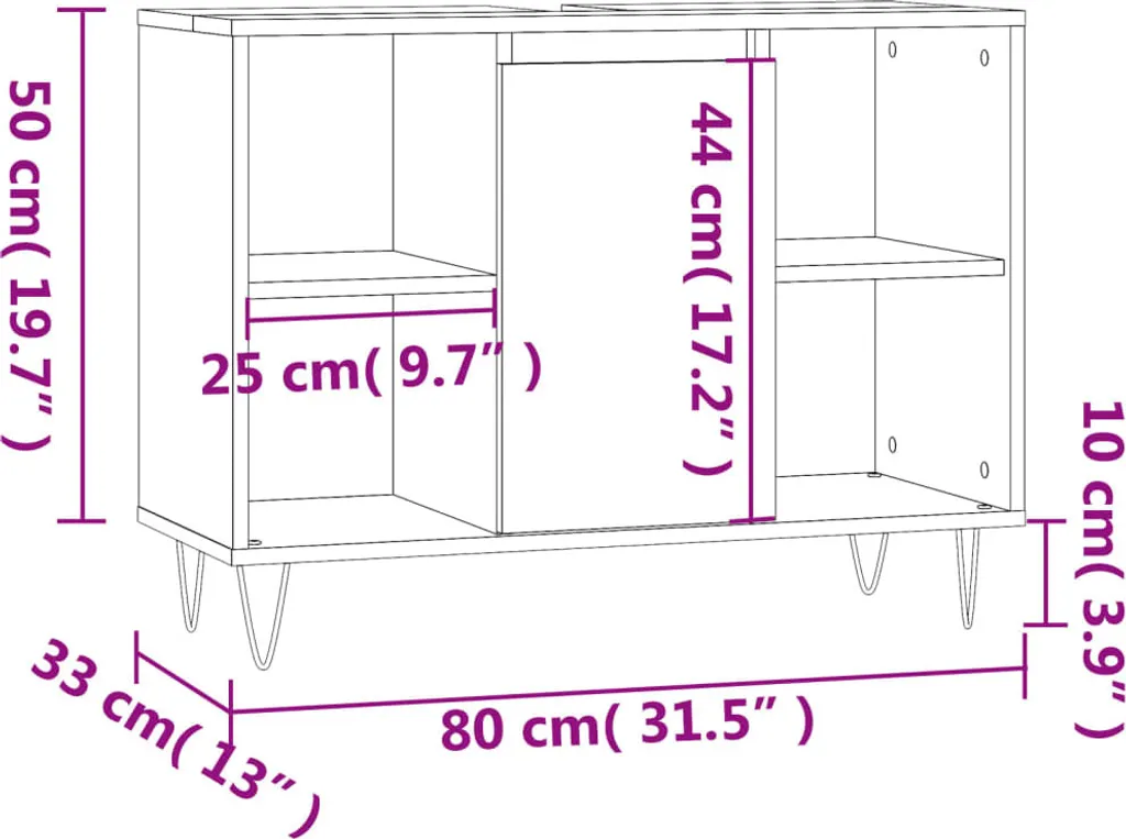 Mobiletto da Bagno vidaXL 80cm Bianco - Alta Resistenza e Stabilità - 12
