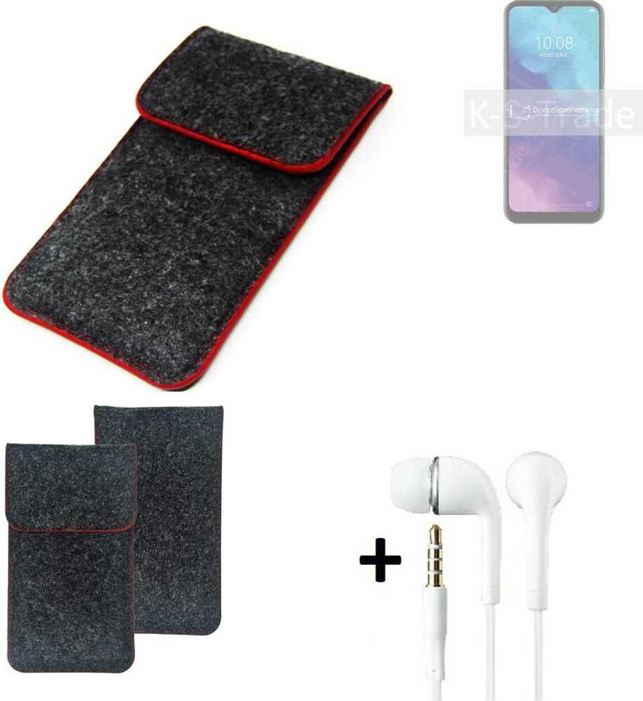 K-S-Trade Handy Schutz Hülle kompatibel mit ZTE Blade V2022 4G Schutzhülle Handyhülle Filztasche Pouch Tasche Case Sleeve Filzhülle dunkelgrau