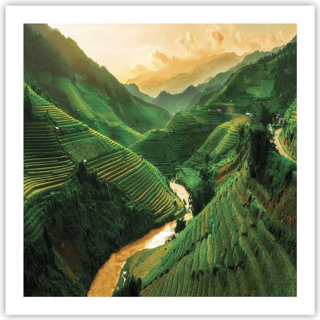 Poster - Poster ohne Rahmen - Klappe Reis Vietnam - 60x60 cm - Wand Bild - Wanddeko - Wandbilder - Kunstposter - Wandposter - Bilder - Kunstdruck -...