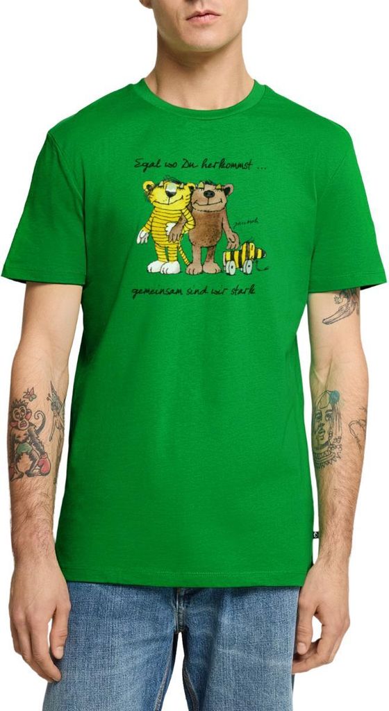 Spreadshirt Janosch Bär Tigerente Tiger Gemeinsam Stark Männer Premium T-Shirt, XL, Grün