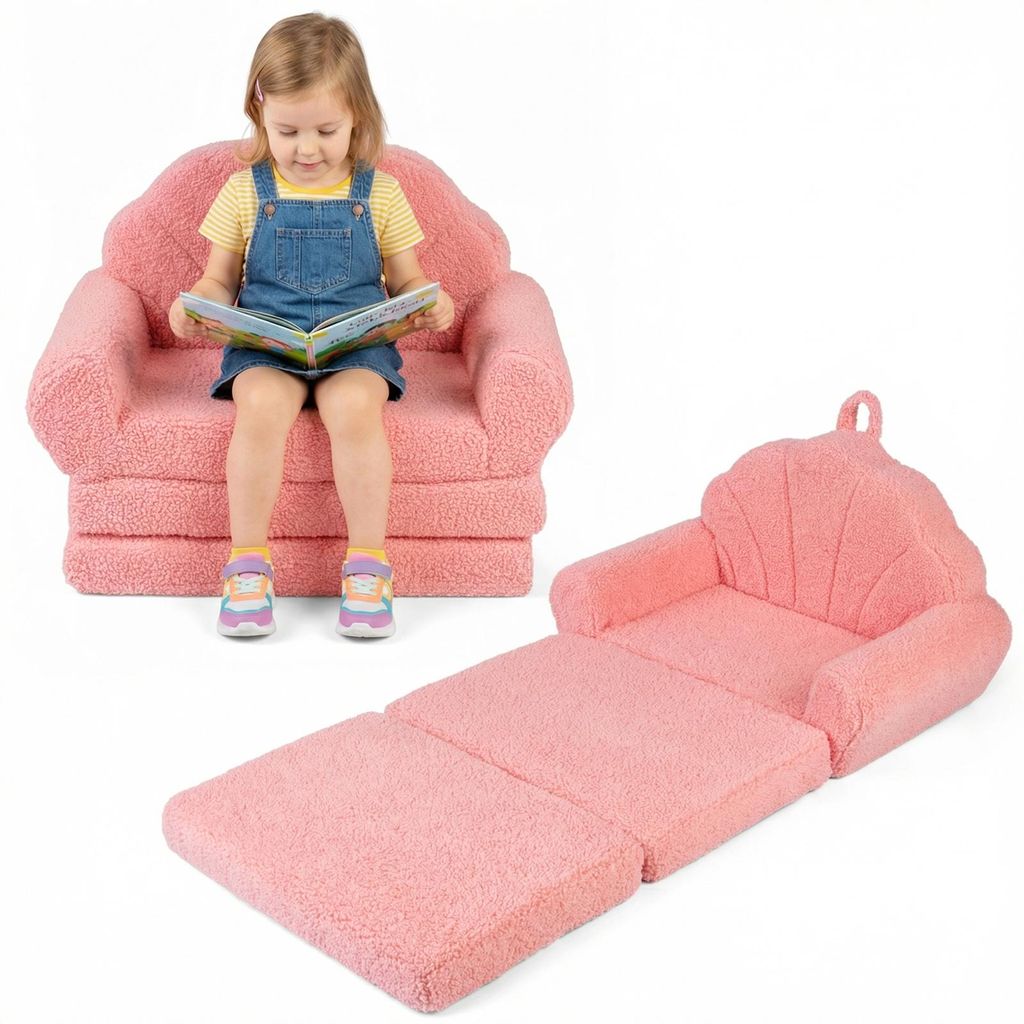 COSTWAY 2 w 1 – sofa dla dzieci, kanapa z funkcją spania, Zdjęcie produktu 