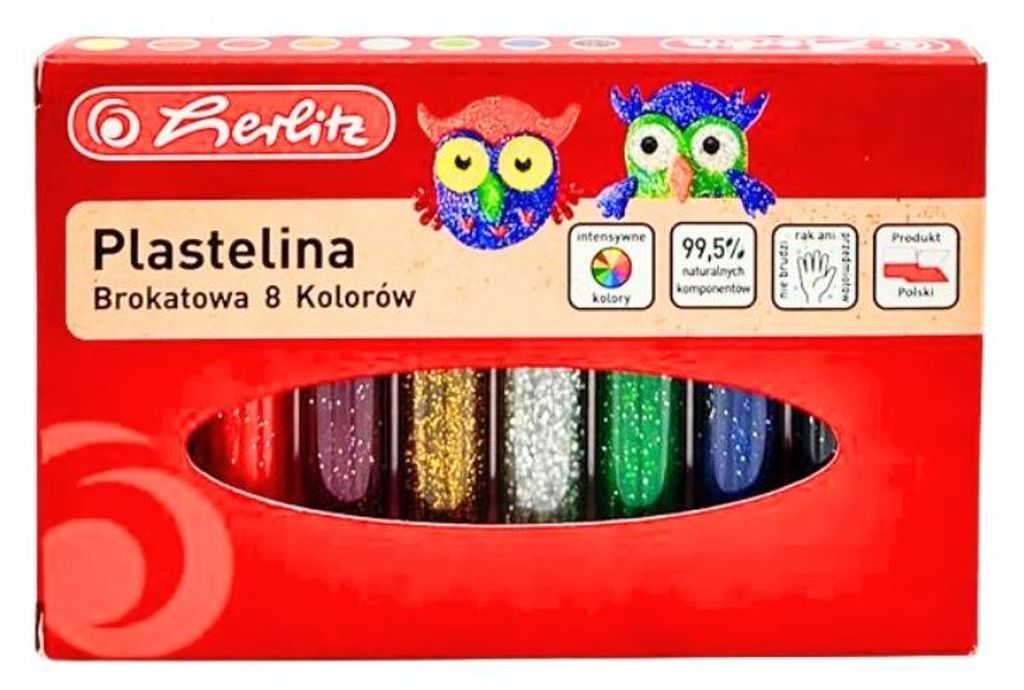 Herlitz-Knetmasse – 8er-Set mit Glitzer, 94 g, weich und wiederverwendbar