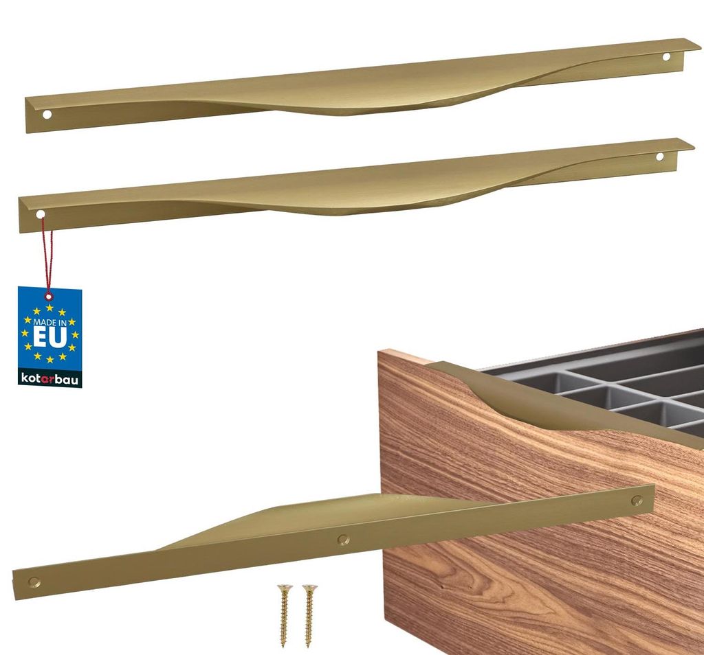 KOTARBAU 2er Set Schrankgriffe Möbelgriffe 320 / 340 mm Matt Gold ZnAl Griffe für Küchenschränke Griffe Schubladengriff Türgriff Schrank Kan...
