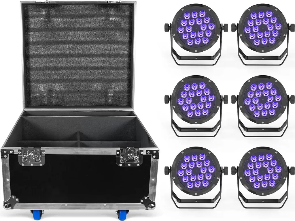 Heavy-Duty Flightcase pour 6 PAR 18 LED RGBWA+UV - Étanche