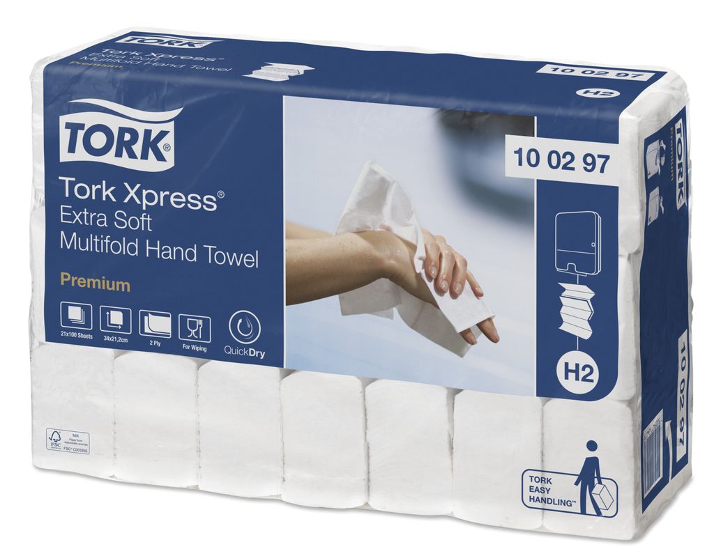 Tork 100297, Weiß, H2 -Xpress, 393,7 mm, 610 mm, 213,4 mm, Produktbild 