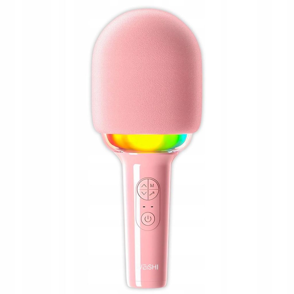 Kuketo | Karaoke Mikrofon Rosa Mit Bluetooth Lautsprecher & LED – Kabelloses Mikrofon Für Kinder Mit USB – Perfektes Geschenk