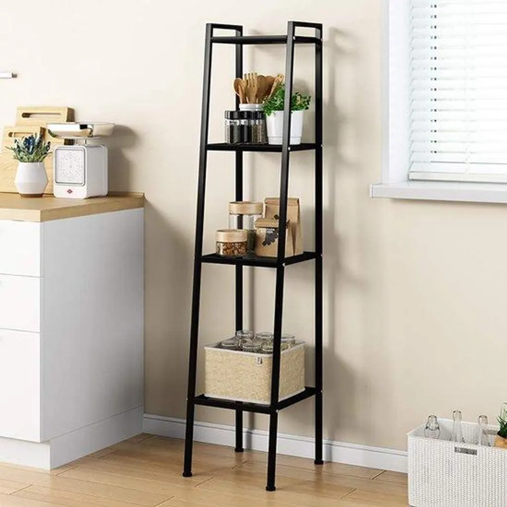 Étagère métallique noire 4 niveaux 35,5 x 30 x 147 cm - Modèle Loft-4