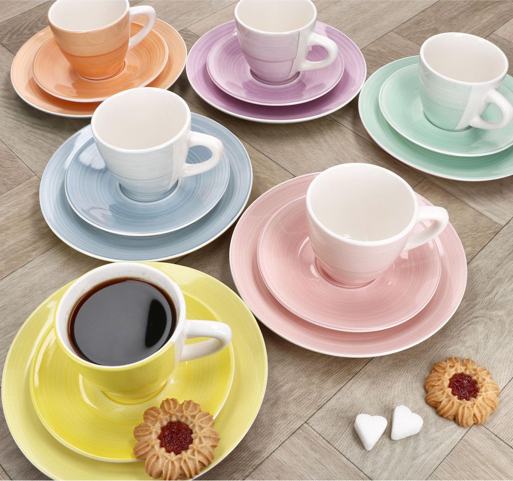Spring 18tlg Kaffeeservice 6 Personen bunt Tassen