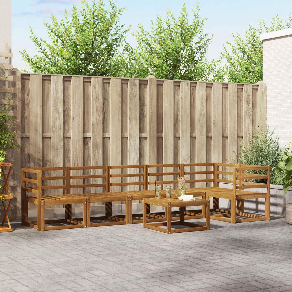Outdoor-Sofagarnitur - VIDAXL - Terrassen-Sofa - 7 pcs - Natur Massivholz Akazie