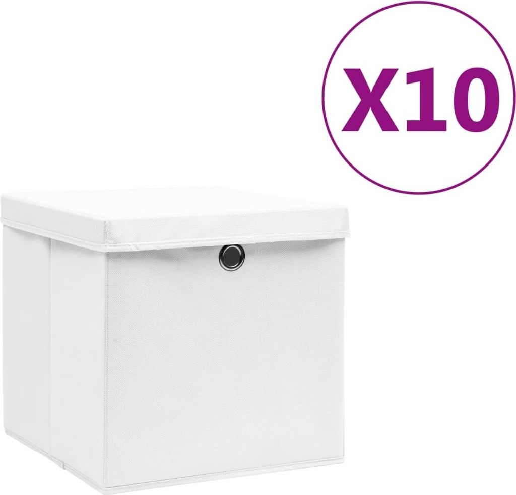 Aufbewahrungsboxen mit Deckeln 10 Stk. 28x28x28 cm Weiß