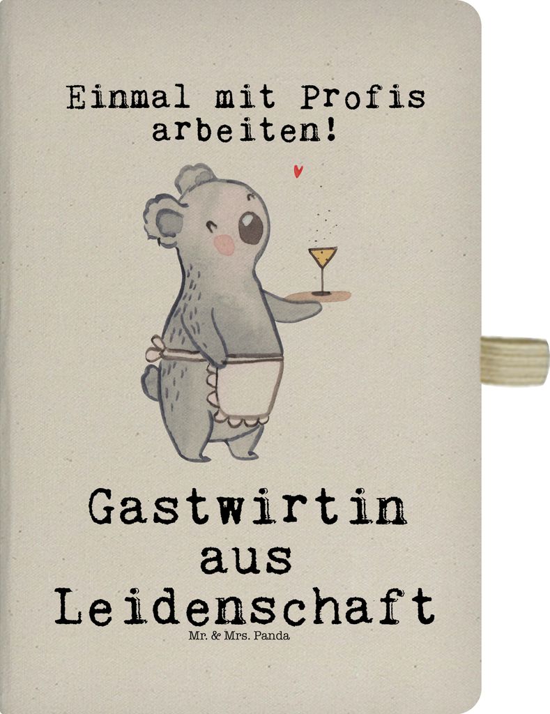 Mr. & Mrs. Panda Hardcover Notizbuch A4 Gastwirtin Leidenschaft - Transparent - Geschenk, Bar, Gaststätte, Tagebuch, Kneipe, Spruch, Skizzenbuch, ...