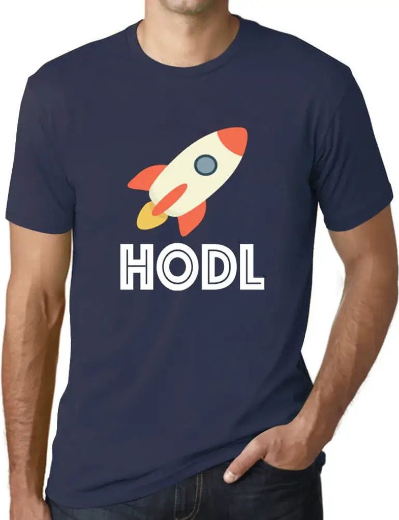 Herren Grafik T-Shirt Hodl To The Moon Crypto Funny Traders Öko-Verantwortlich Vintage Jahrgang Kurzarm Lustige Druck Geburtstag Geschenk Mann