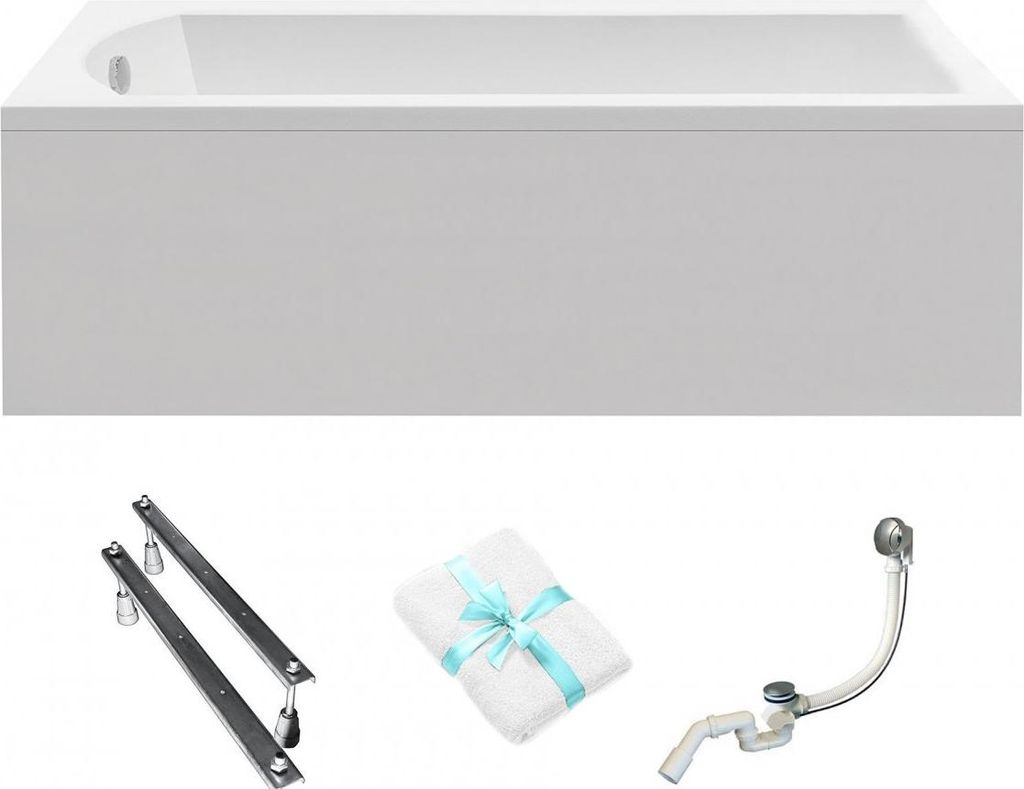 Aqua For You | Besco Badewanne Acryl - 140x70cm - Mit Verkleidung Und Siphon - Modell W - Füße