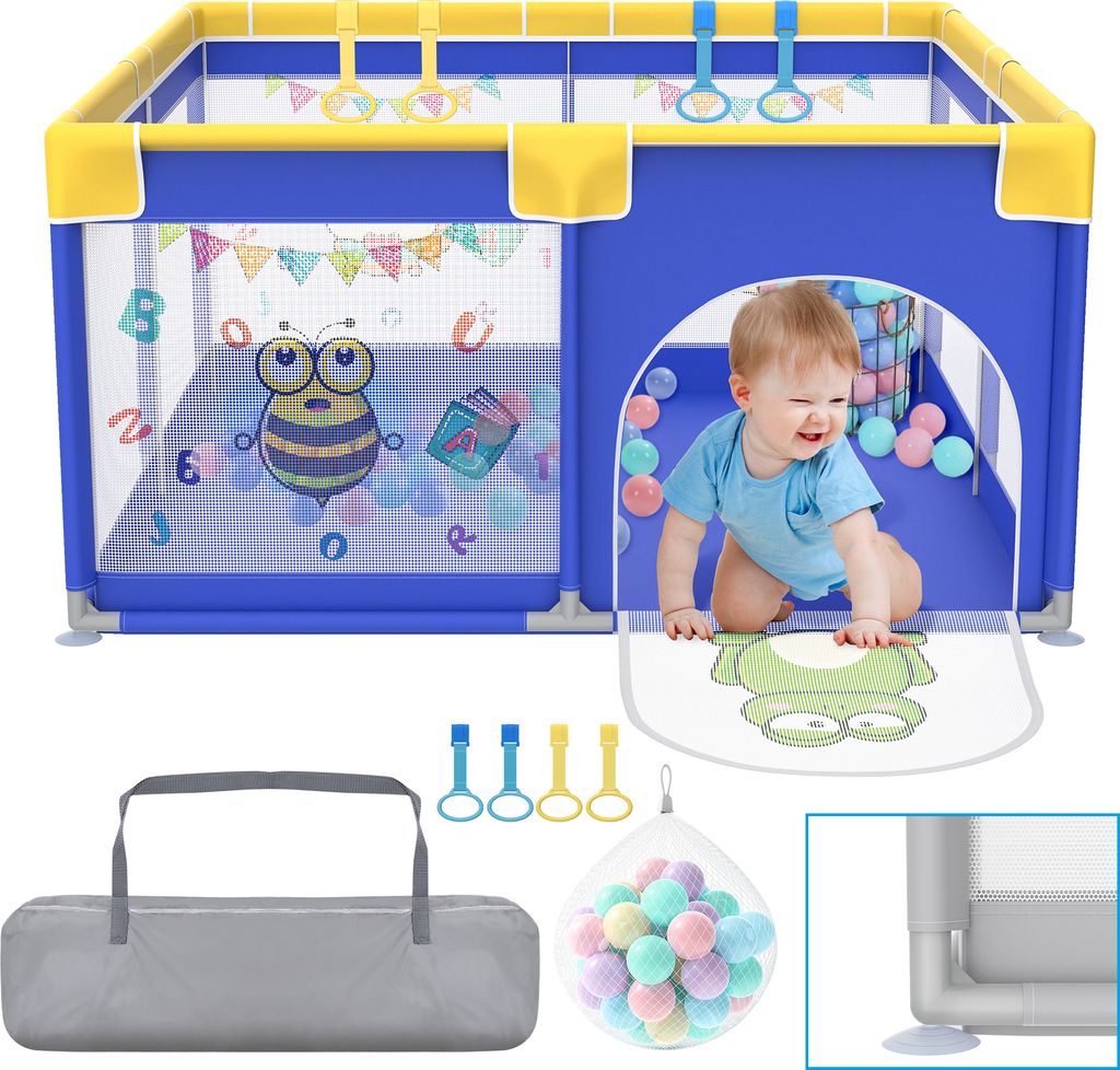 LZQ Laufstall Baby 127x127cm, Laufgitter Baby Absperrgitter Produktbild 