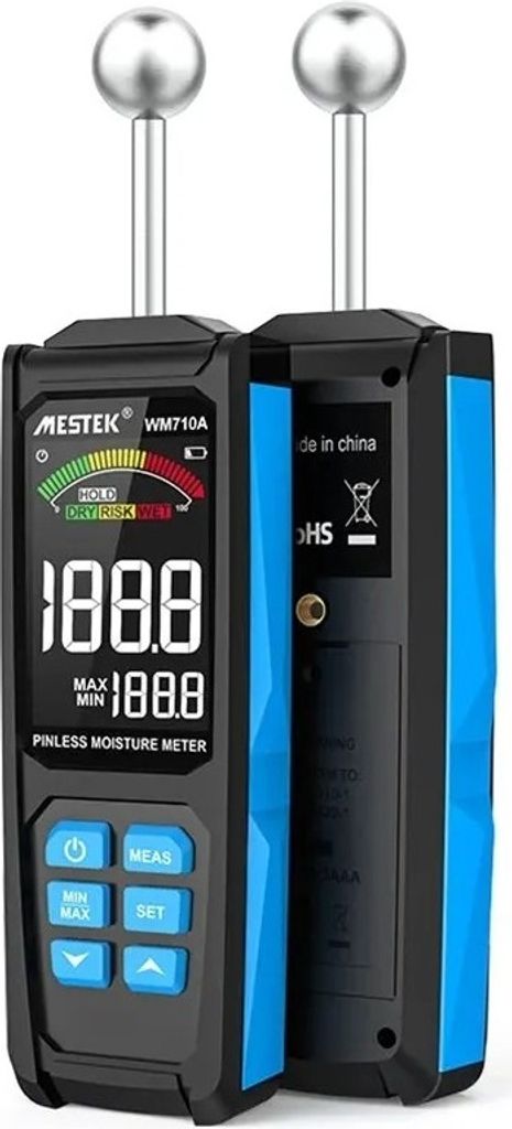 Mestek WM710A digitales Feuchtemessgerät für Materialien und Holz mit Sphäroid, LCD-Anzeige