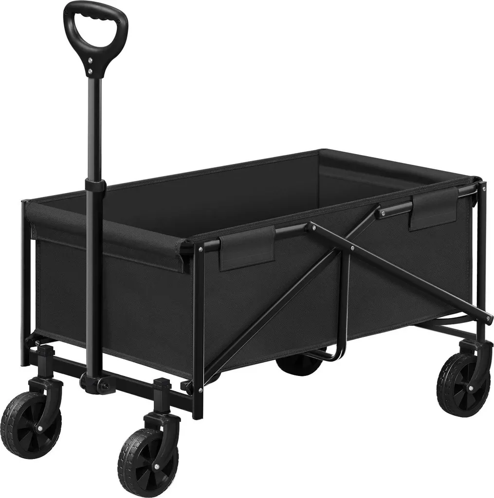 Carrello Portatutto Pieghevole Spesa e Giardino - 80kg Nero Pratico