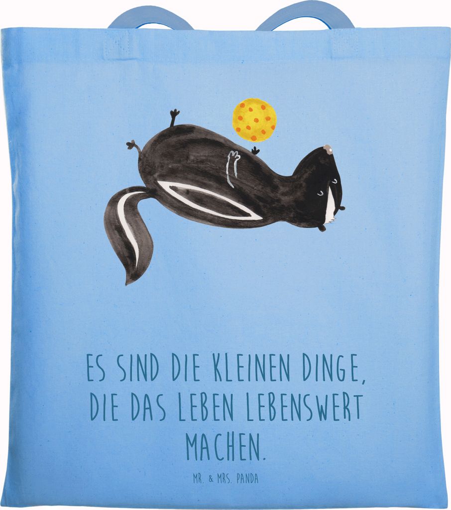 Mr. & Mrs. Panda Tote Bag Stinktier Ball - Sky Blue - Geschenk, Schultasche, Skunk, Beutel, Wildtier, Einkaufstasche, Stinker, Shopping Tasche, Rau...