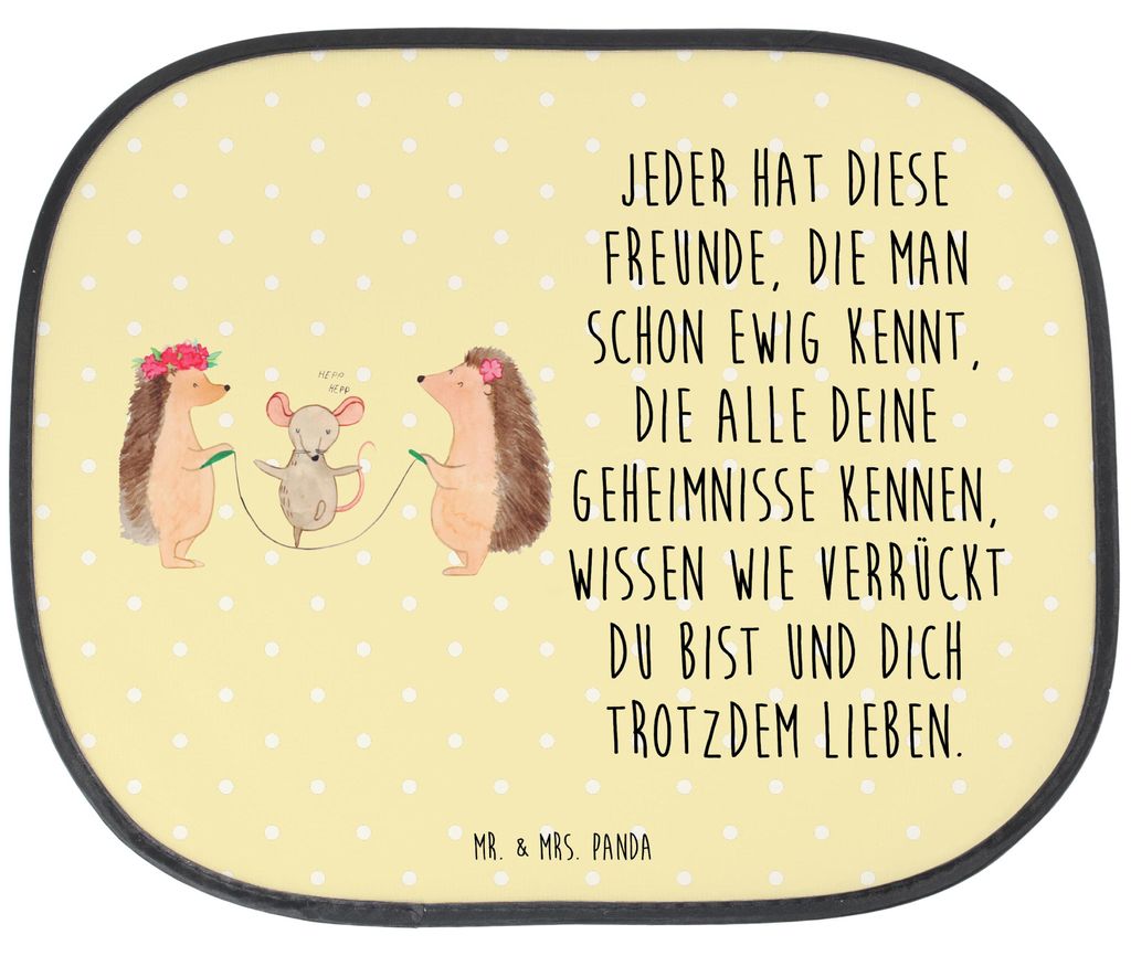 Mr. & Mrs. Panda Auto Sonnenschutz Igel Seilhüpfen - Gelb Pastell - Geschenk, Maus, Lustige Sprüche, Kindergarten, Seilspringen, Fürs, Seitensch...