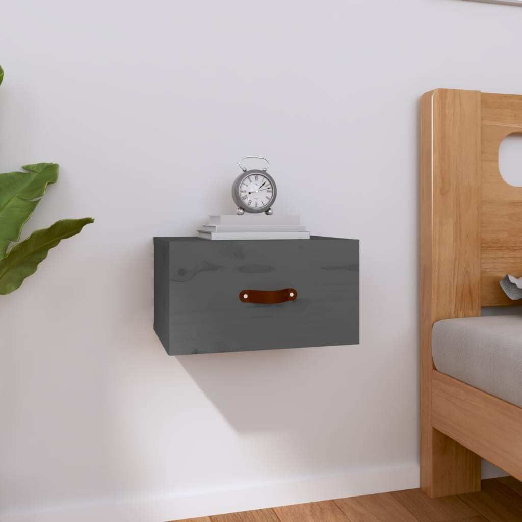 The Living Store Wand-Nachttisch Grau 40x29,5x22 cm