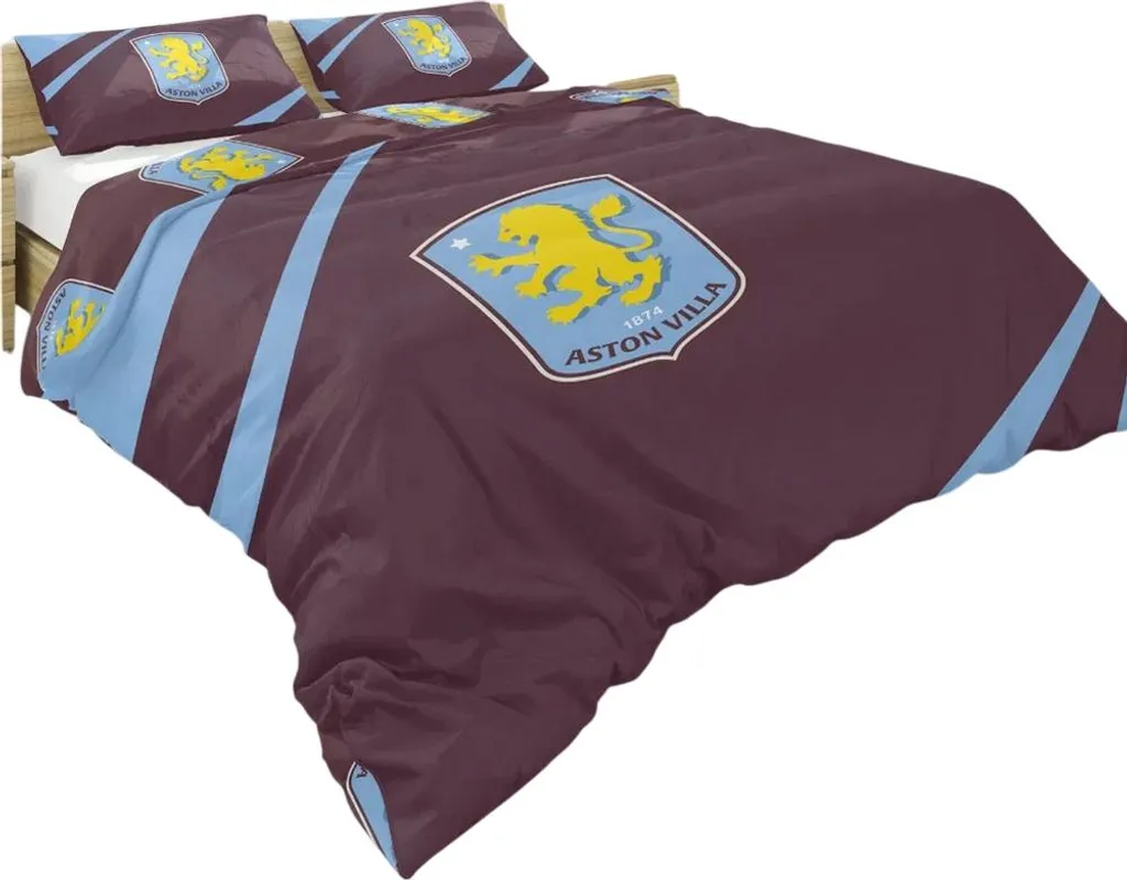 Aston Villa FC Parure de Lit Double Réversible TA13625 - Vin et Bleu